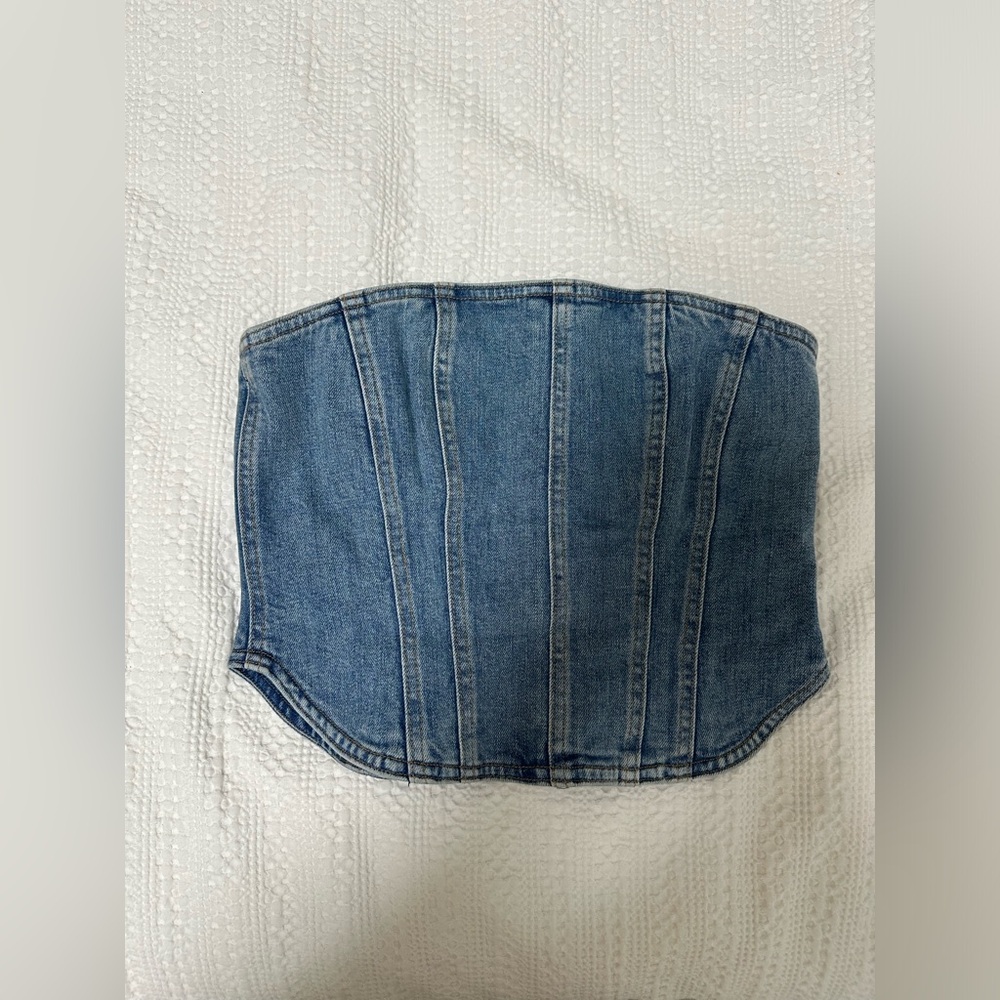 Aritzia Denim Corset top Light blue wash Size small